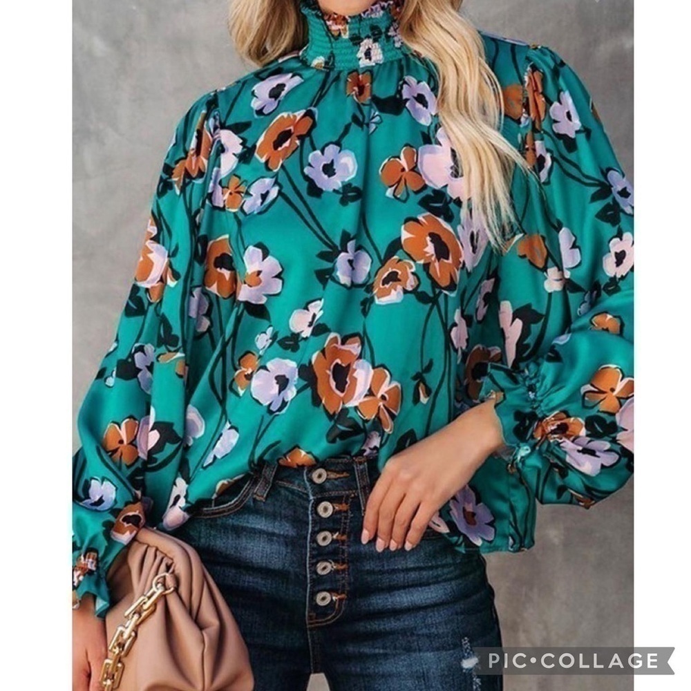 🍁Beautiful Fall Colors.. Teal, Copper & Lilac Top